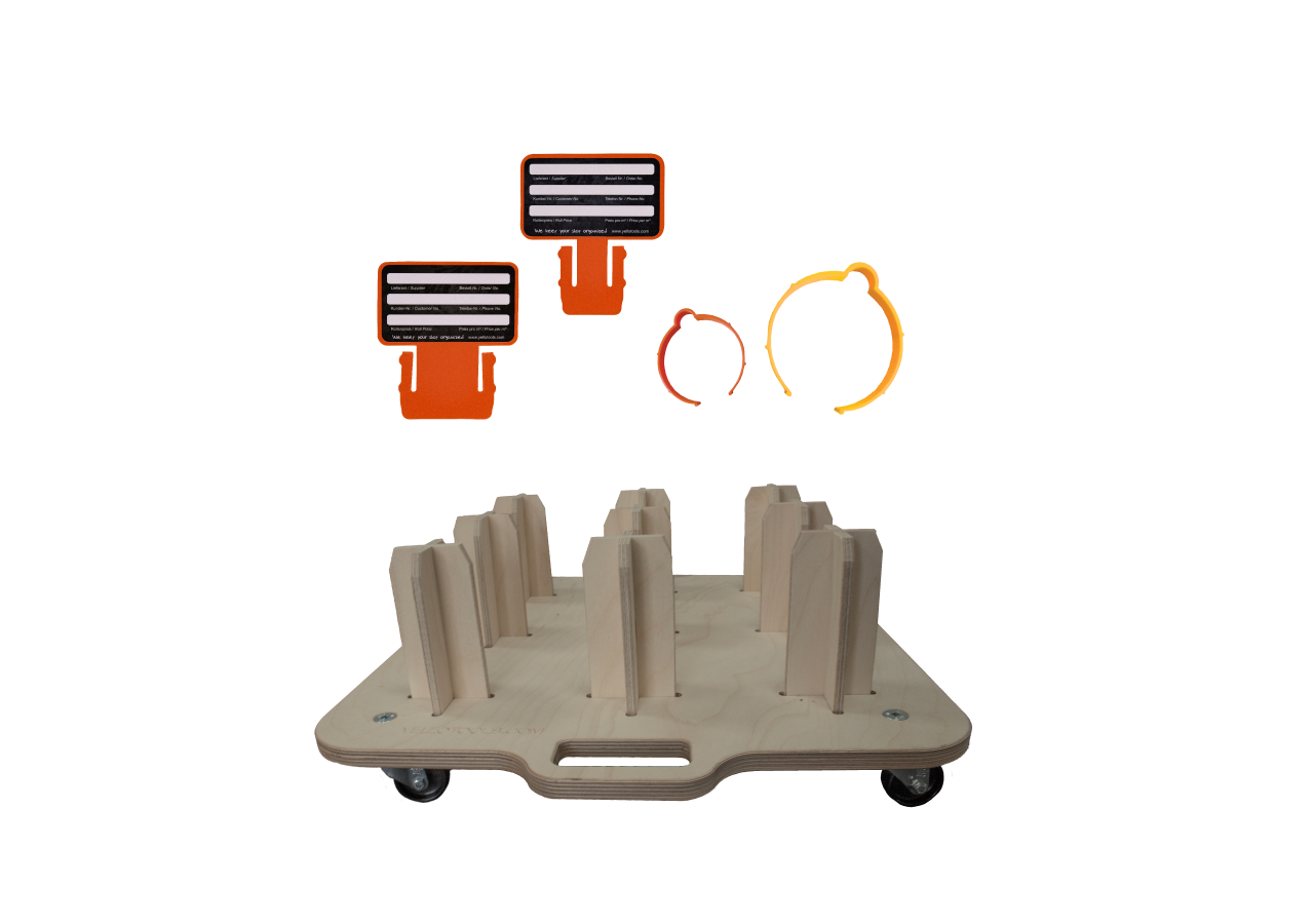 Twister Paket | mobiler Folienrollenhalter inkl. Folienhalter und Folienbeschriftungskarten | Yellotools