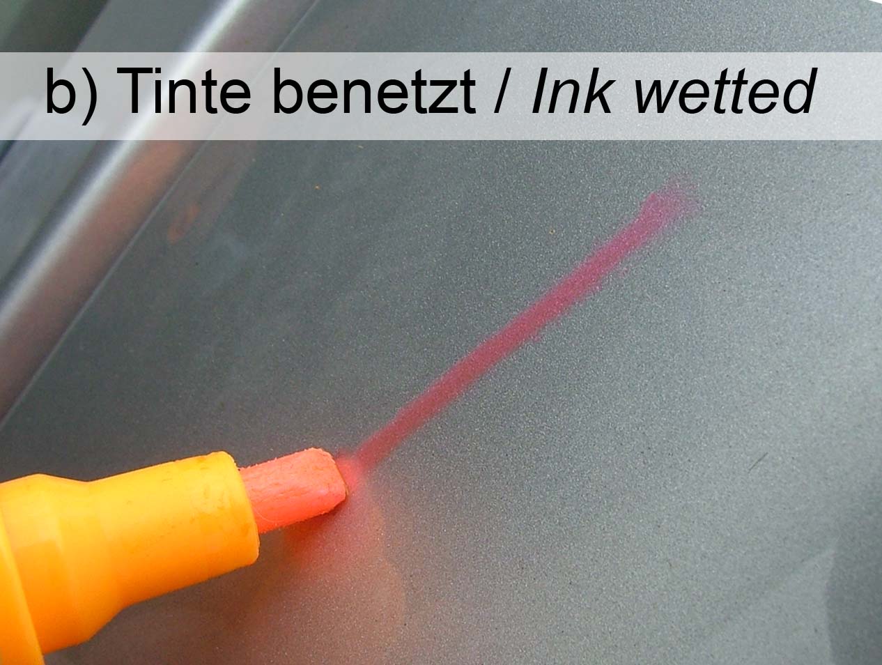 Yellotools YelloQuickStick Testbild 2 geringe Oberflächenspannung