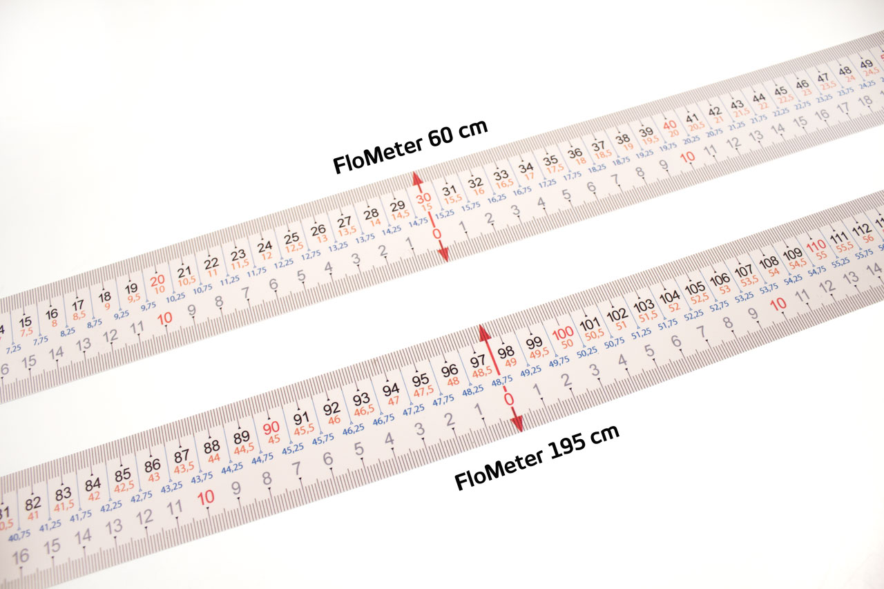 Yellotools FloMeter Maßband | Größenvergleich 60 cm und 195 cm