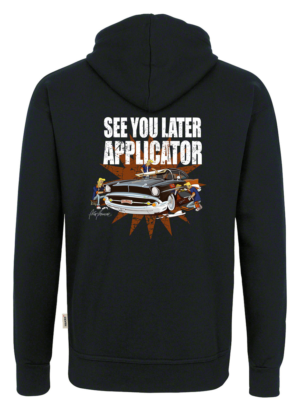 Yellotools Kapuzen-Sweatshirt mit Rückenmotiv "Applicator"