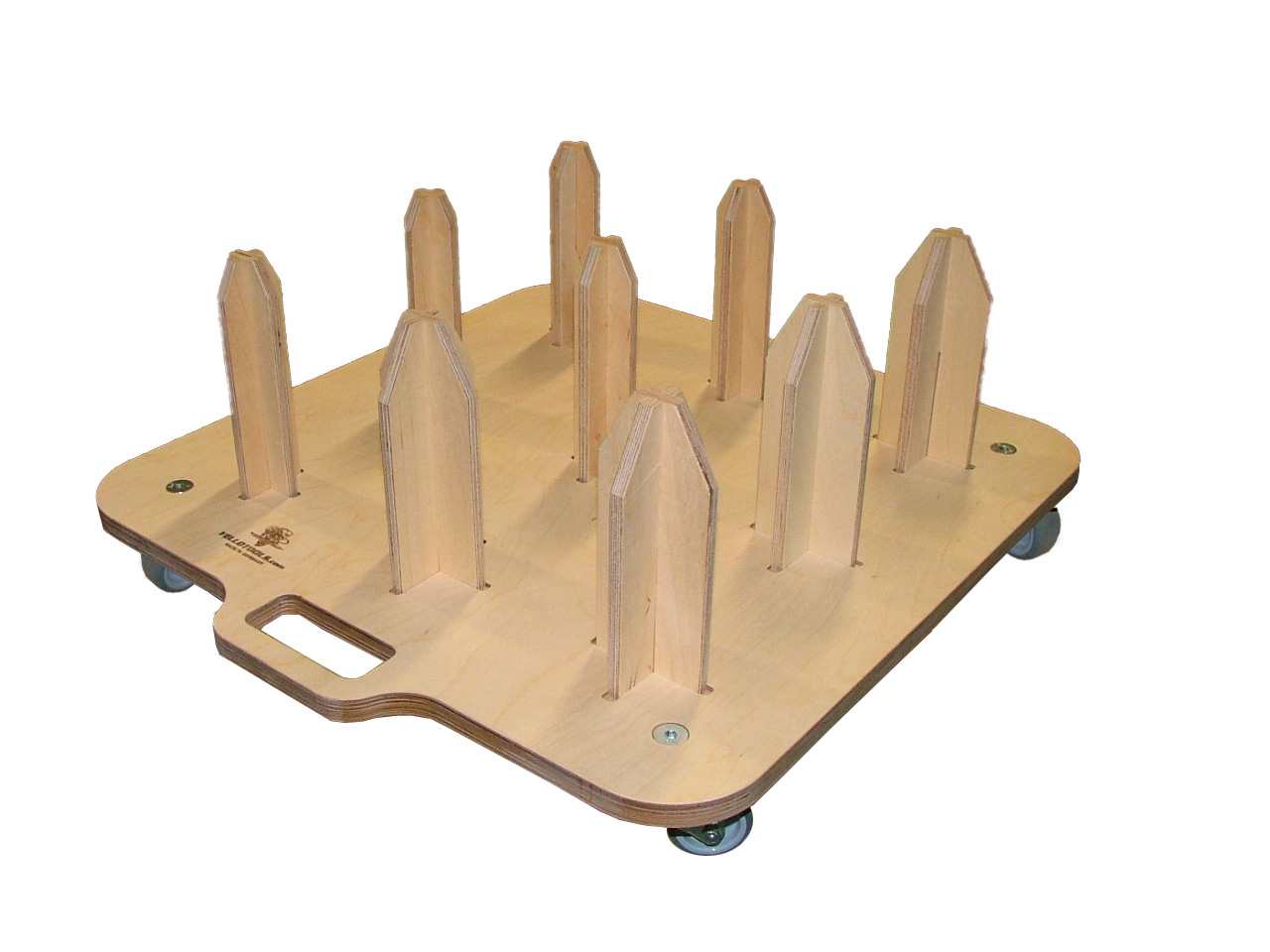 Yellotools Twister Mixx | mobiler Folienrollenhalter aus Holz mit Haltekreuzen 2" und 3"