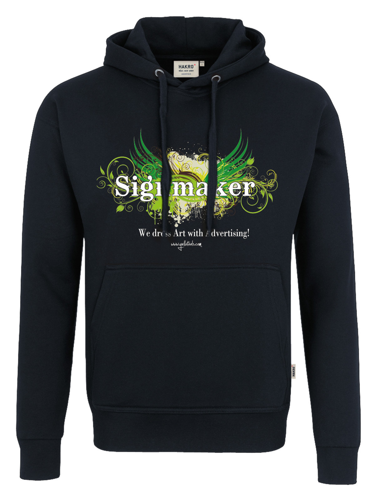 Yellotools Kapuzen-Sweatshirt mit Frontmotiv "GreenWings"