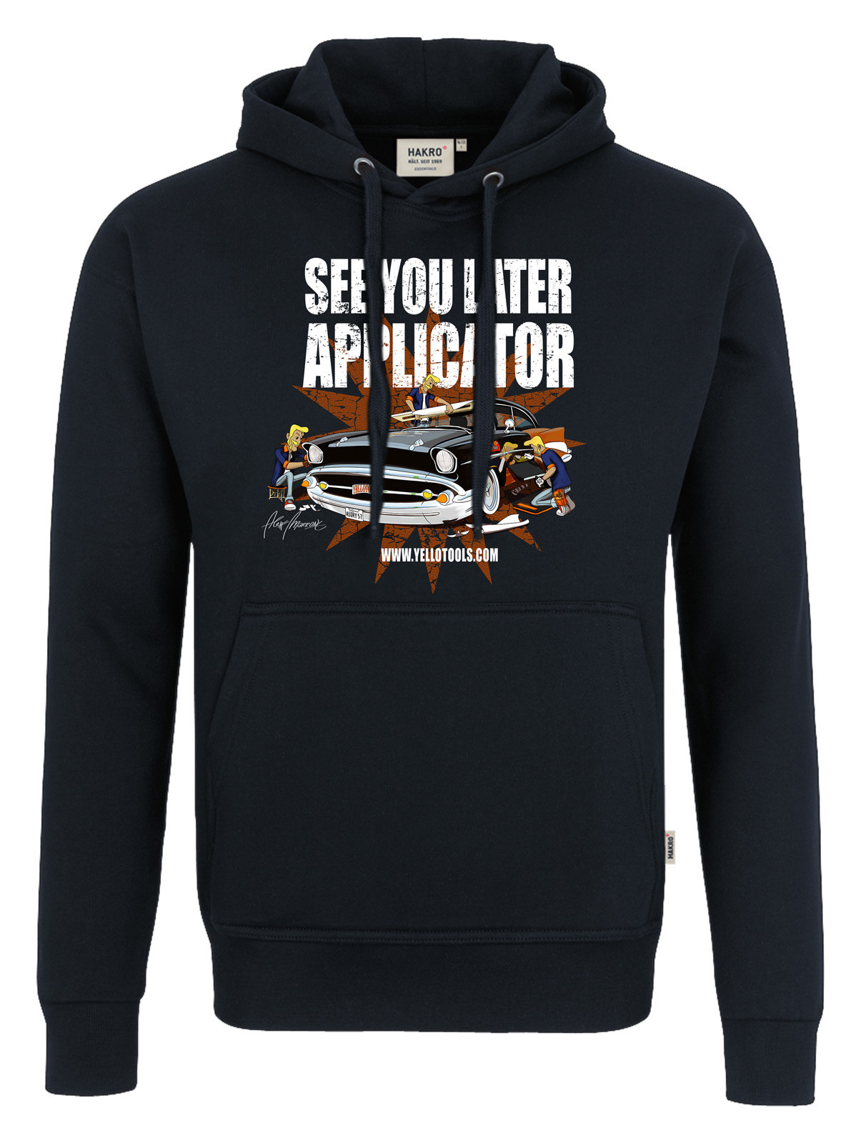 Yellotools Kapuzen-Sweatshirt mit Frontmotiv "Applicator"
